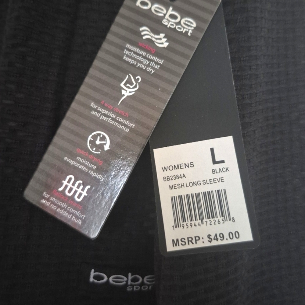 Bebe Sport Set of 2 Sheer Mesh Long Sleeve Tops - Picture 9 of 9